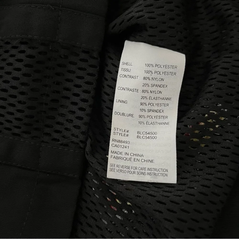 Blank Noir Mesh Panel Long Nylon Bomber Style Jacket in Black, Size S